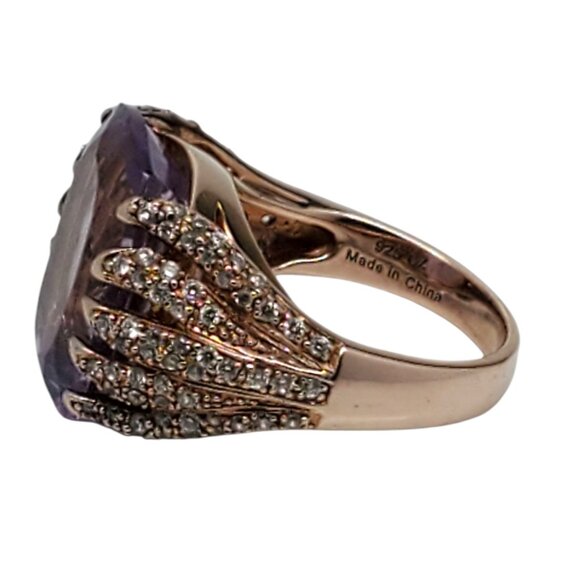 Sonia Bitton Sterling Silver Rose Gold Plated Purple Stone Ring Size 8 #22638 - Picture 2 of 9